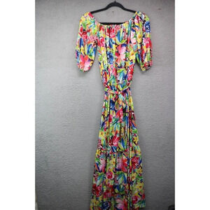 Alexia Admor Long Tiered Maxi Dress-Size Small-Satiny-Romantic-Cottagecore